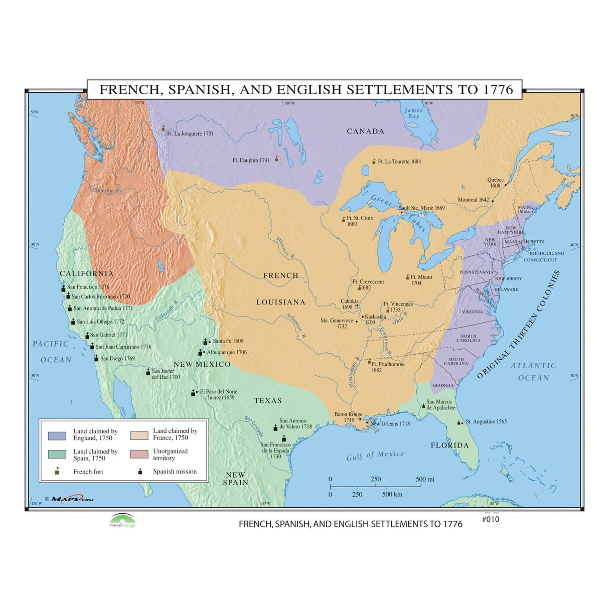 #010 French, Spanish & English Settlements to 1776 - Ultimate Globes - POD - KA - HIST - 010 - PAPER - Ultimate Globes
