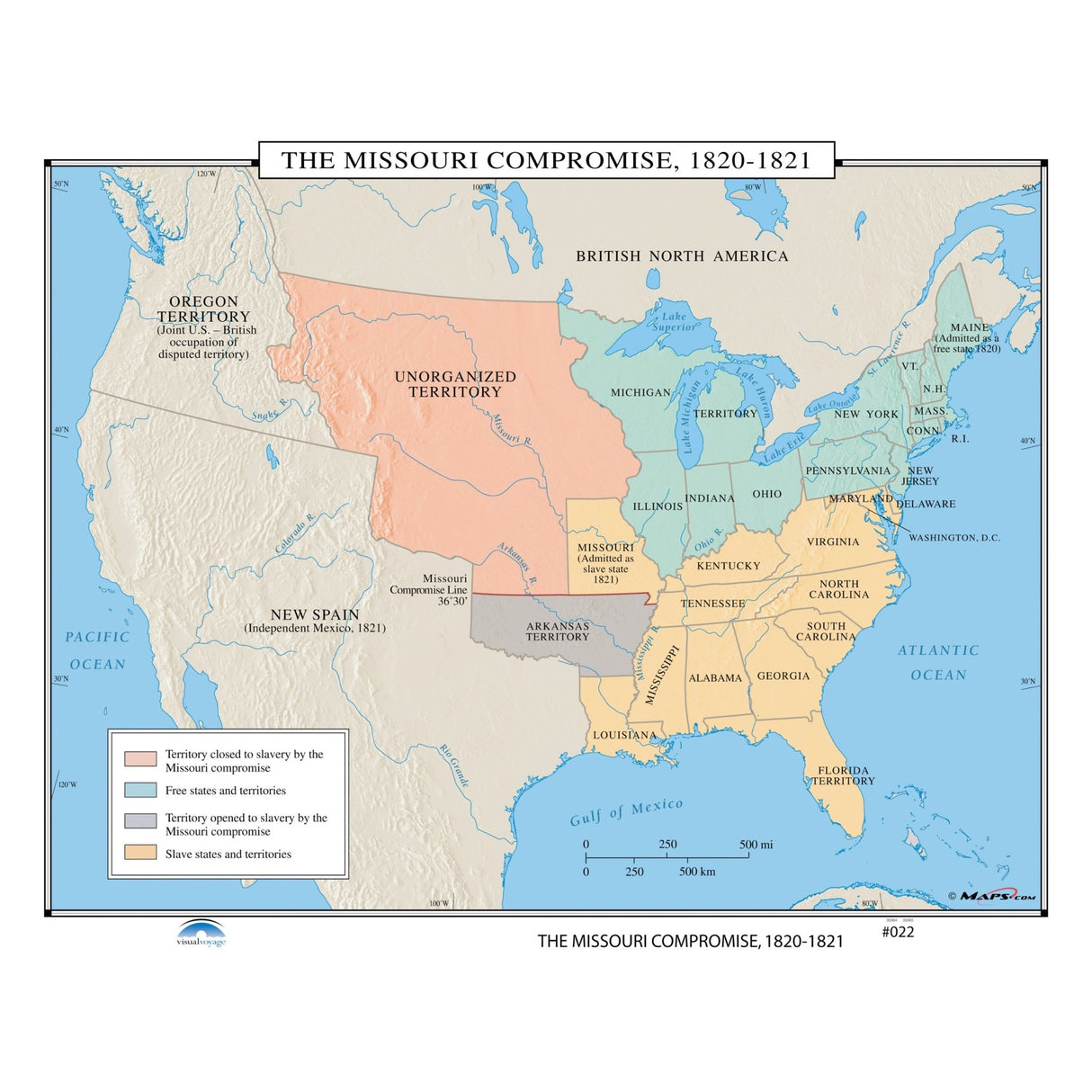 #022 The Missouri Compromise, 1820 - 1821 - Ultimate Globes - POD - KA - HIST - 022 - LAMINATED - Ultimate Globes