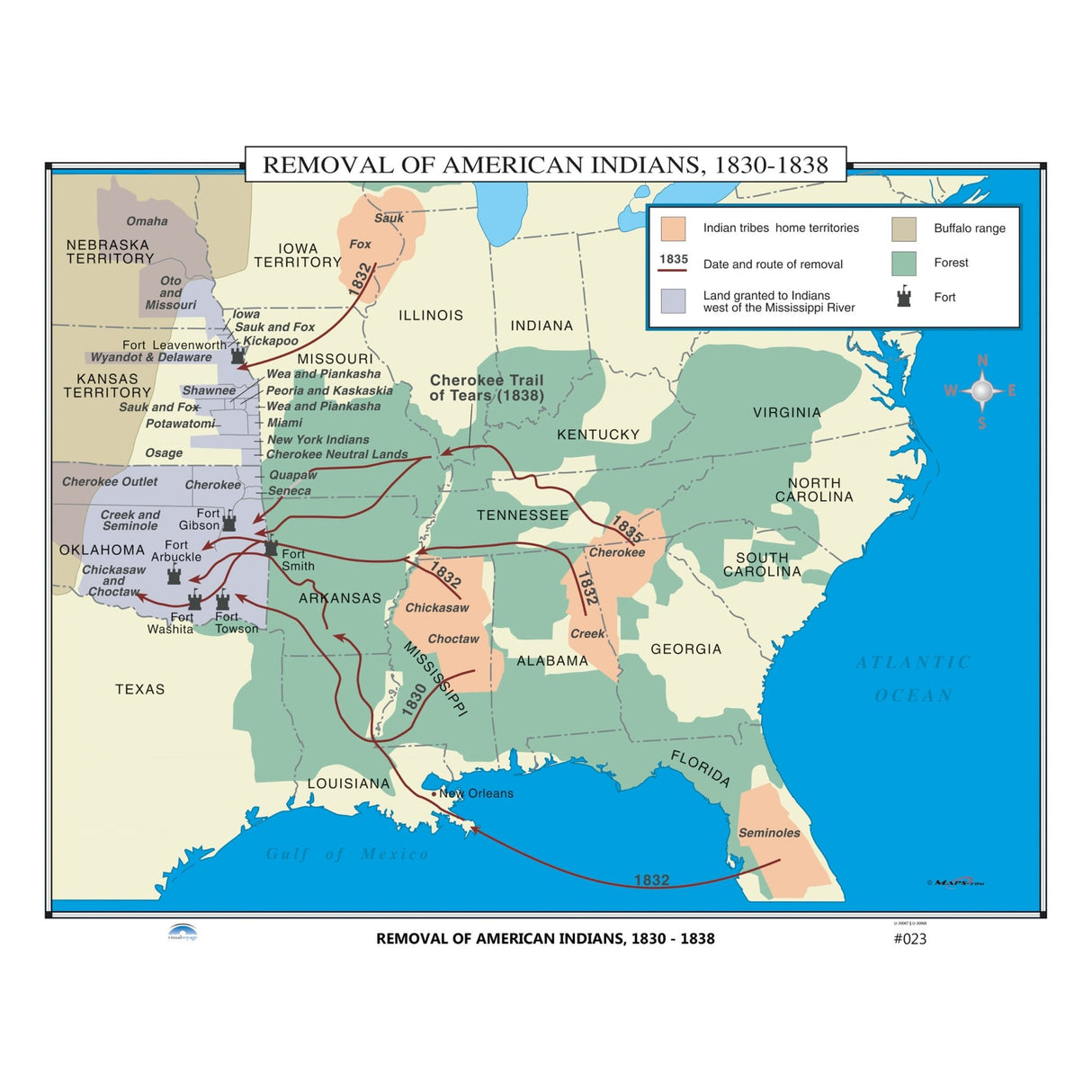 #023 Removal of American Indians, 1830 - 1838 - Ultimate Globes - POD - KA - HIST - 023 - LAMINATED - Ultimate Globes