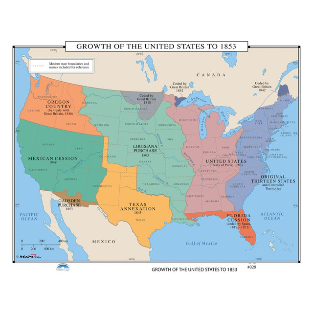 #029 Growth of the United States to 1853 - Ultimate Globes - POD - KA - HIST - 029 - PAPER - Ultimate Globes