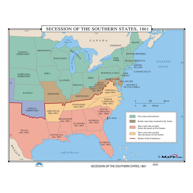 #035 Secession of the Southern States, 1861 - Ultimate Globes - POD - KA - HIST - 035 - LAMINATED - Ultimate Globes