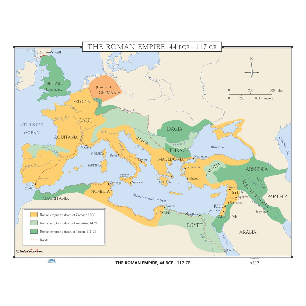 #117 The Roman Empire, 44 BCE - 117 CE - Ultimate Globes - POD - KA - HIST - 117 - LAMINATED - Ultimate Globes