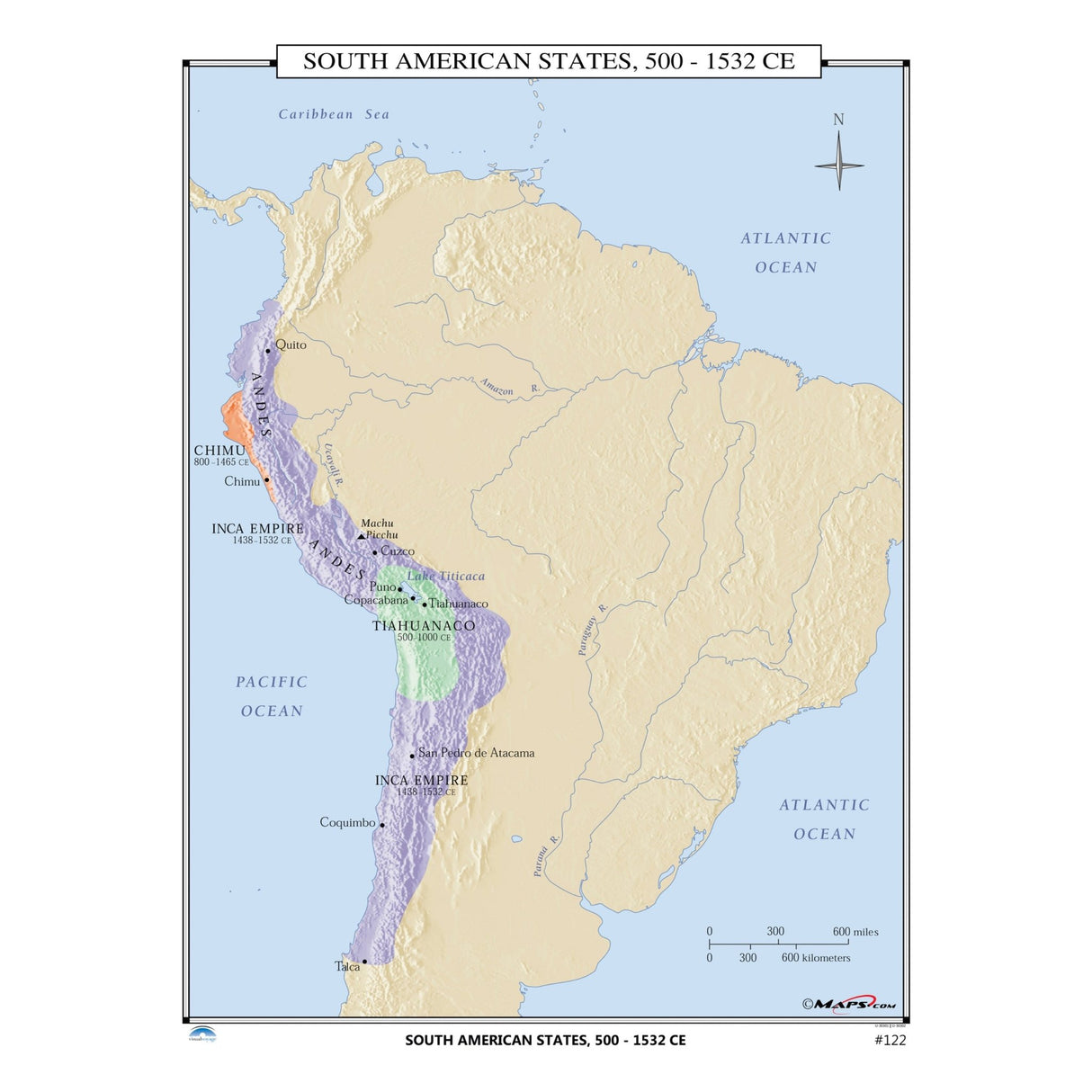 #122 South American States, 500 - 1532 CE - Ultimate Globes - POD - KA - HIST - 122 - LAMINATED - Ultimate Globes