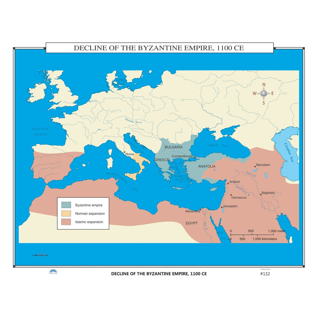 #132 Decline of the Byzantine Empire, 1100 CE - Ultimate Globes - POD - KA - HIST - 132 - LAMINATED - Ultimate Globes
