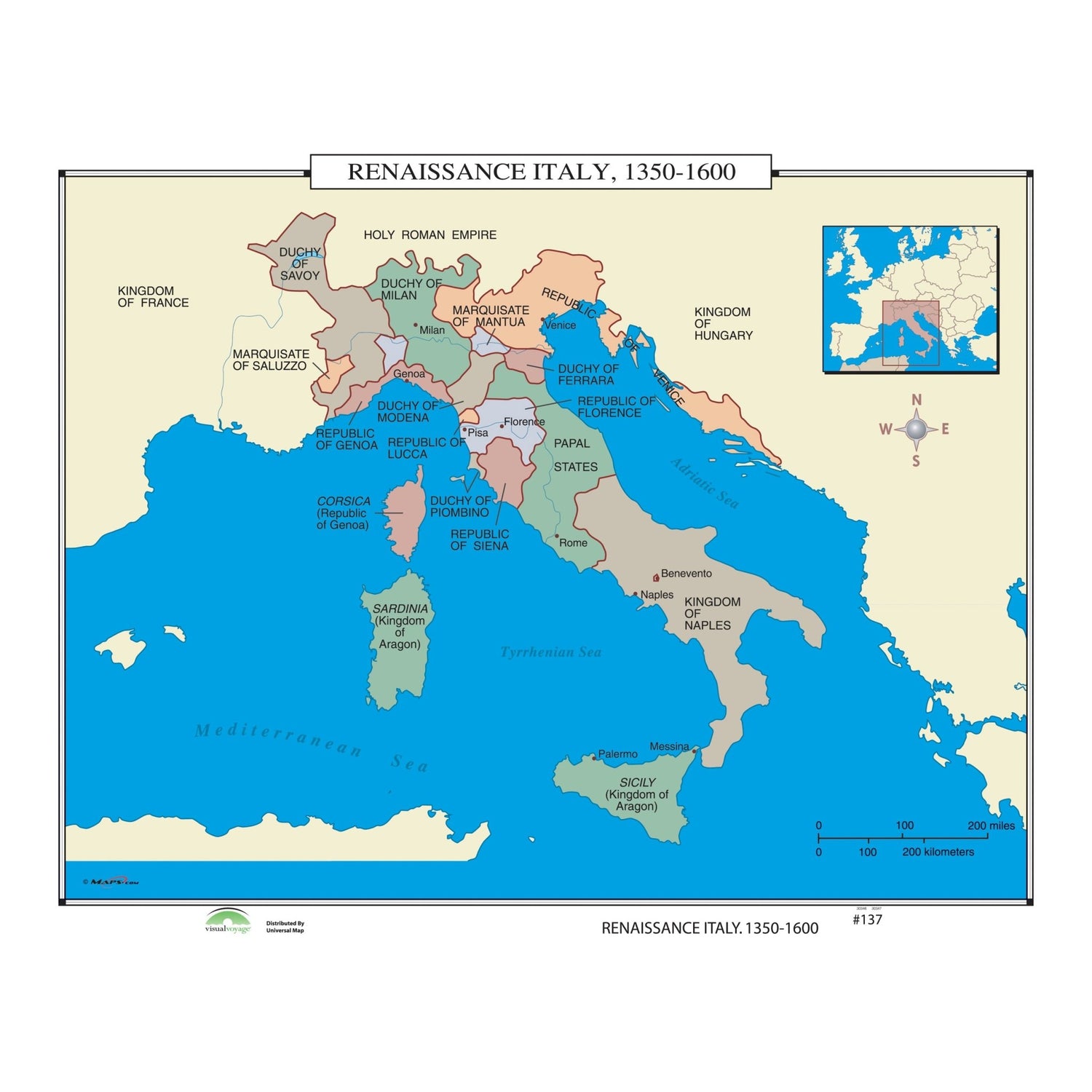 #137 Renaissance Italy, 1350 - 1600 - Ultimate Globes - POD - KA - HIST - 137 - LAMINATED - Ultimate Globes