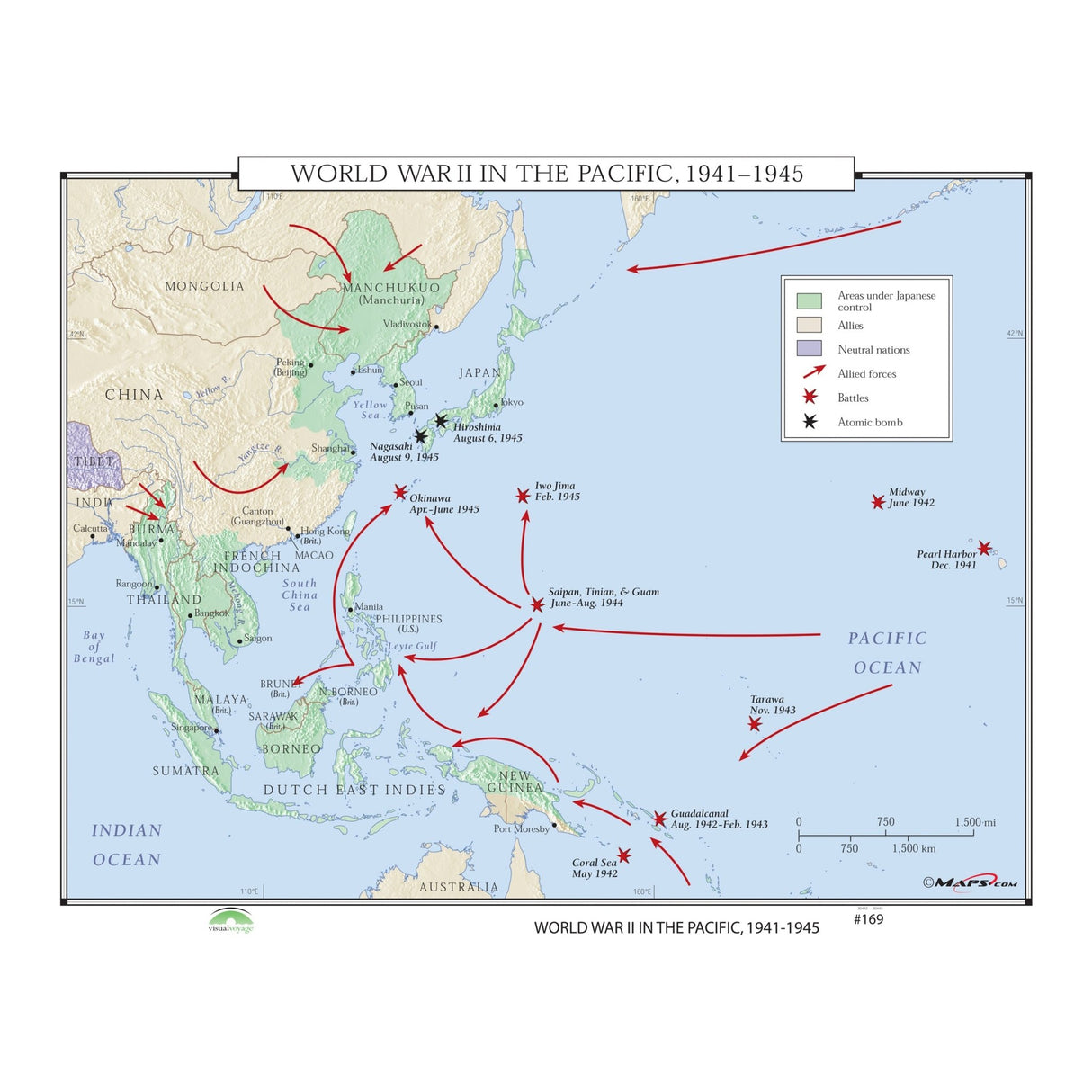 #169 World War II in the Pacific, 1941 - 1945 - Ultimate Globes - POD - KA - HIST - 169 - LAMINATED - Ultimate Globes