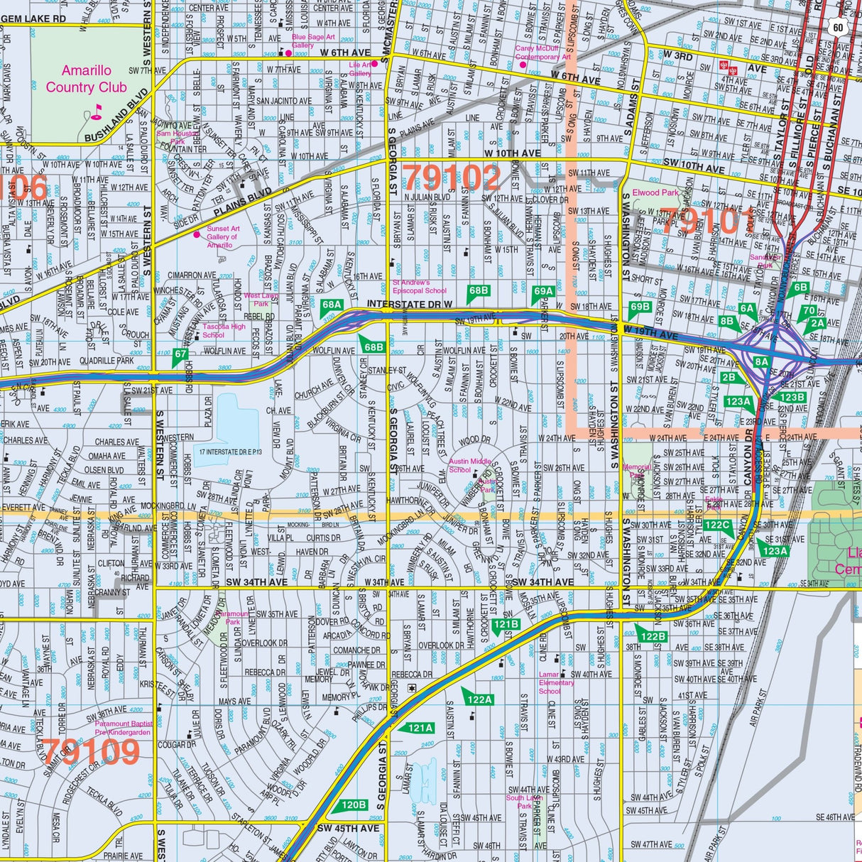 Amarillo, TX Wall Map - Ultimate Globes - POD - KA - C - TX - AMARILLO - PAPER - Ultimate Globes