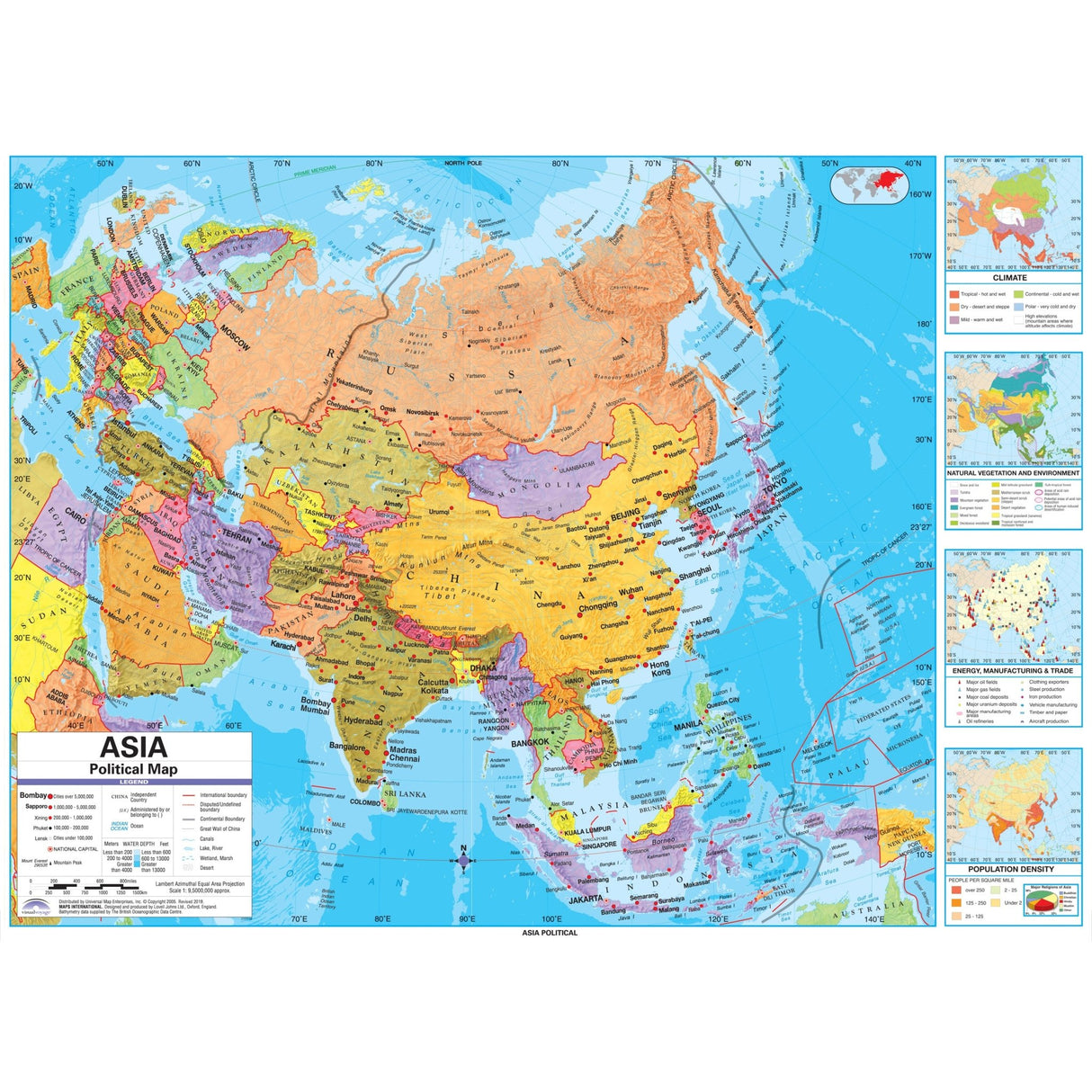 Asia Advanced Political Wall Map - Ultimate Globes - POD - KA - ASIA - ADV - POL - 57X42 - PAPER - Ultimate Globes