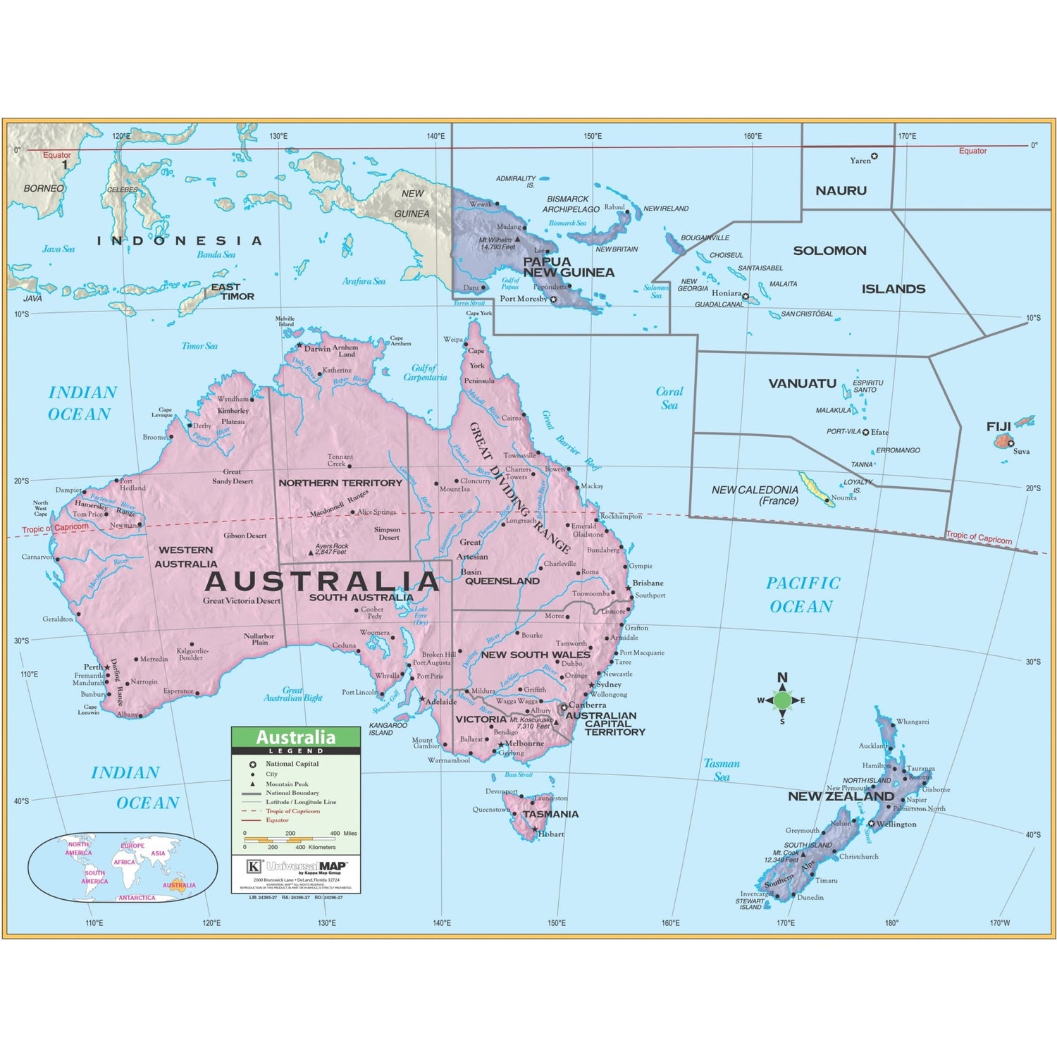 Australia Primary Wall Map - Ultimate Globes - POD - KA - AUSTRALIA - PRMRY - 45X36 - PAPER - Ultimate Globes