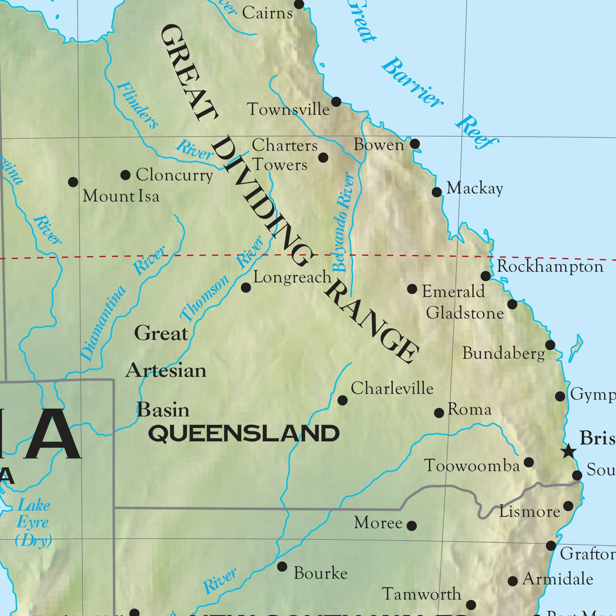 Australia Shaded Relief Wall Map - Ultimate Globes - POD - KA - AUSTRALIA - SHR - 38X30 - PAPER - Ultimate Globes