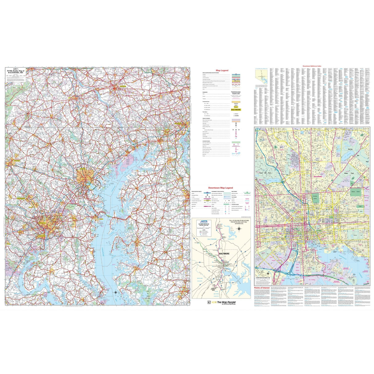 Baltimore, Maryland 50 - mile Radius Vicinity Wall Map - Ultimate Globes - POD - KA - C - MD - BALTIMORE50 - PAPER - Ultimate Globes