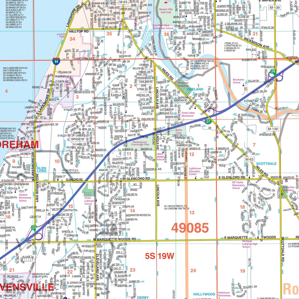 Benton Harbor & Berrien County, MI Wall Map - Ultimate Globes - POD - KA - C - MI - BENTONHARBOR - PAPER - Ultimate Globes