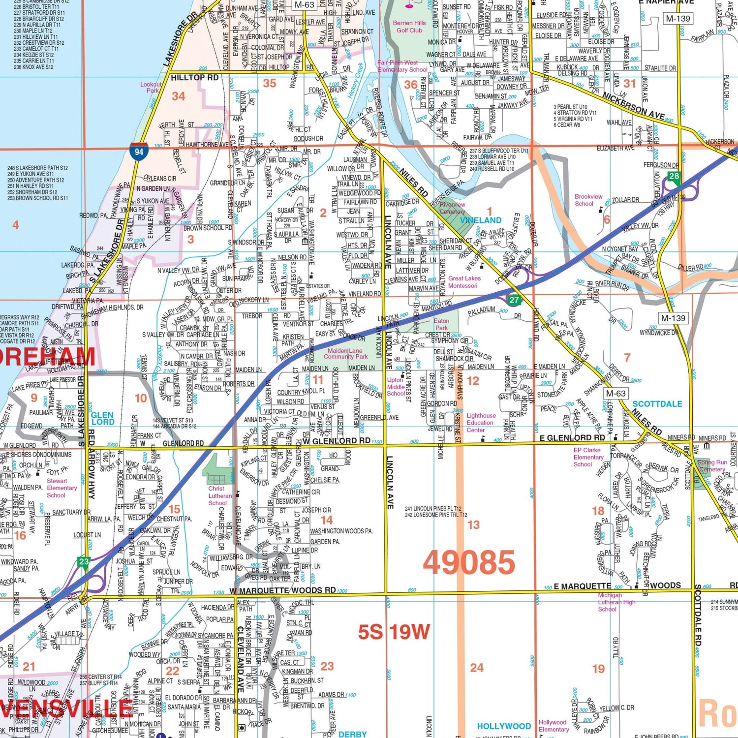 Benton Harbor & Berrien County, MI Wall Map - Ultimate Globes - POD - KA - C - MI - BENTONHARBOR - PAPER - Ultimate Globes