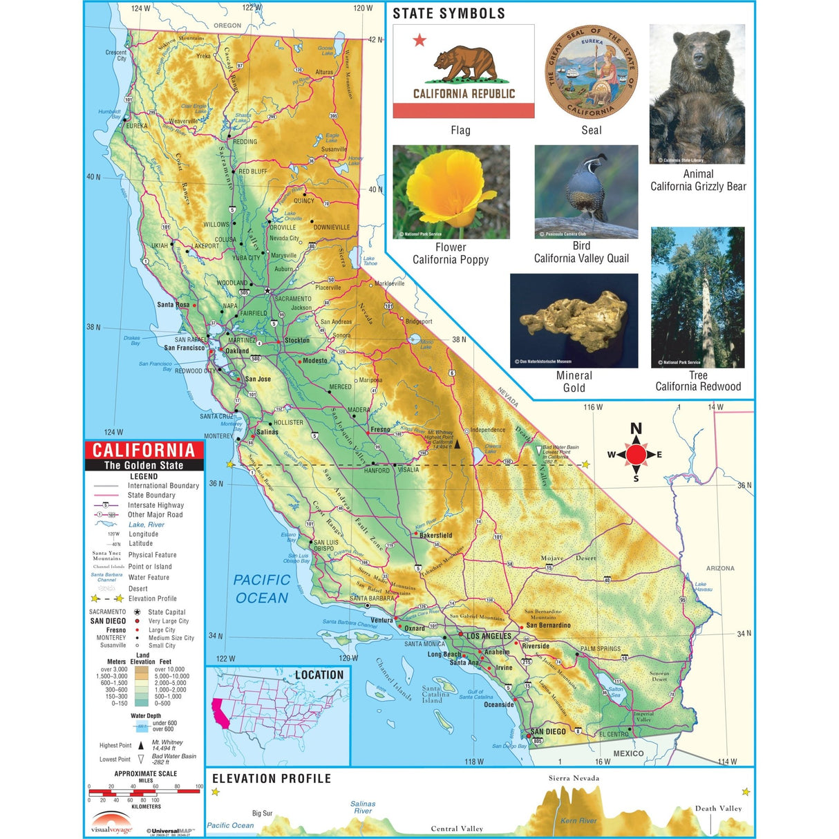 California Primary Thematic Wall Map - Ultimate Globes - POD - KA - S - CA - PRMRY - PAPER - Ultimate Globes