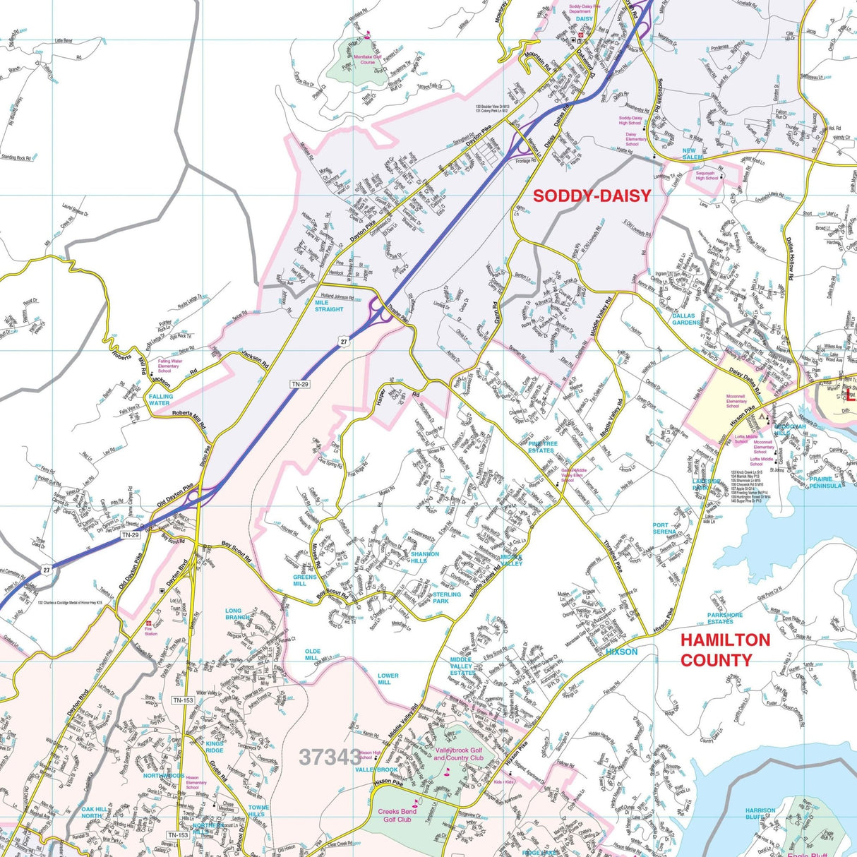 Chattanooga & Hamilton County, TN Wall Map - Ultimate Globes - POD - KA - C - TN - CHATTANOOGA - PAPER - Ultimate Globes