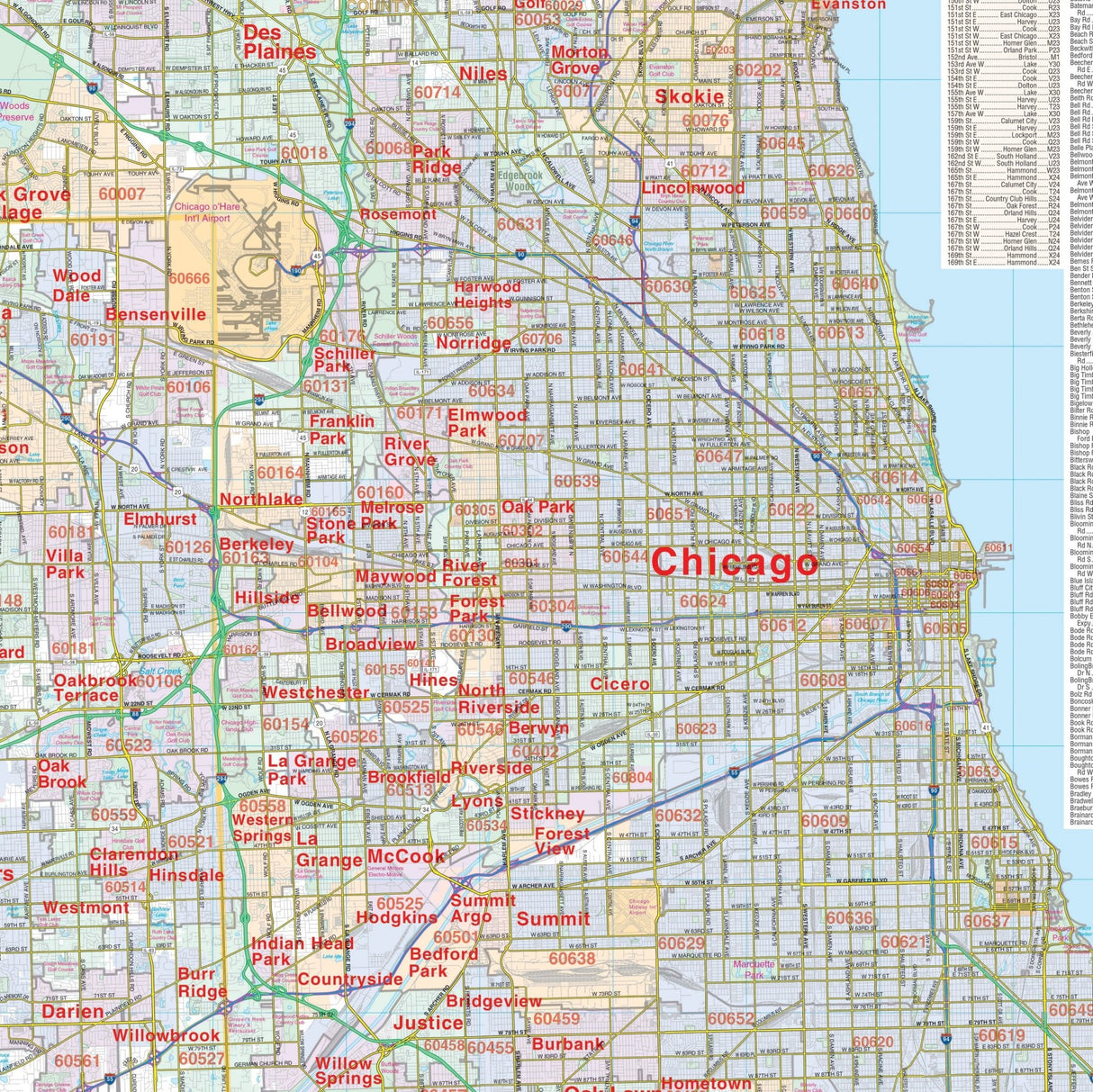 Chicago, IL Vicinity Wall Map - Ultimate Globes - POD - KA - C - IL - CHICAGOVICINITY - PAPER - Ultimate Globes