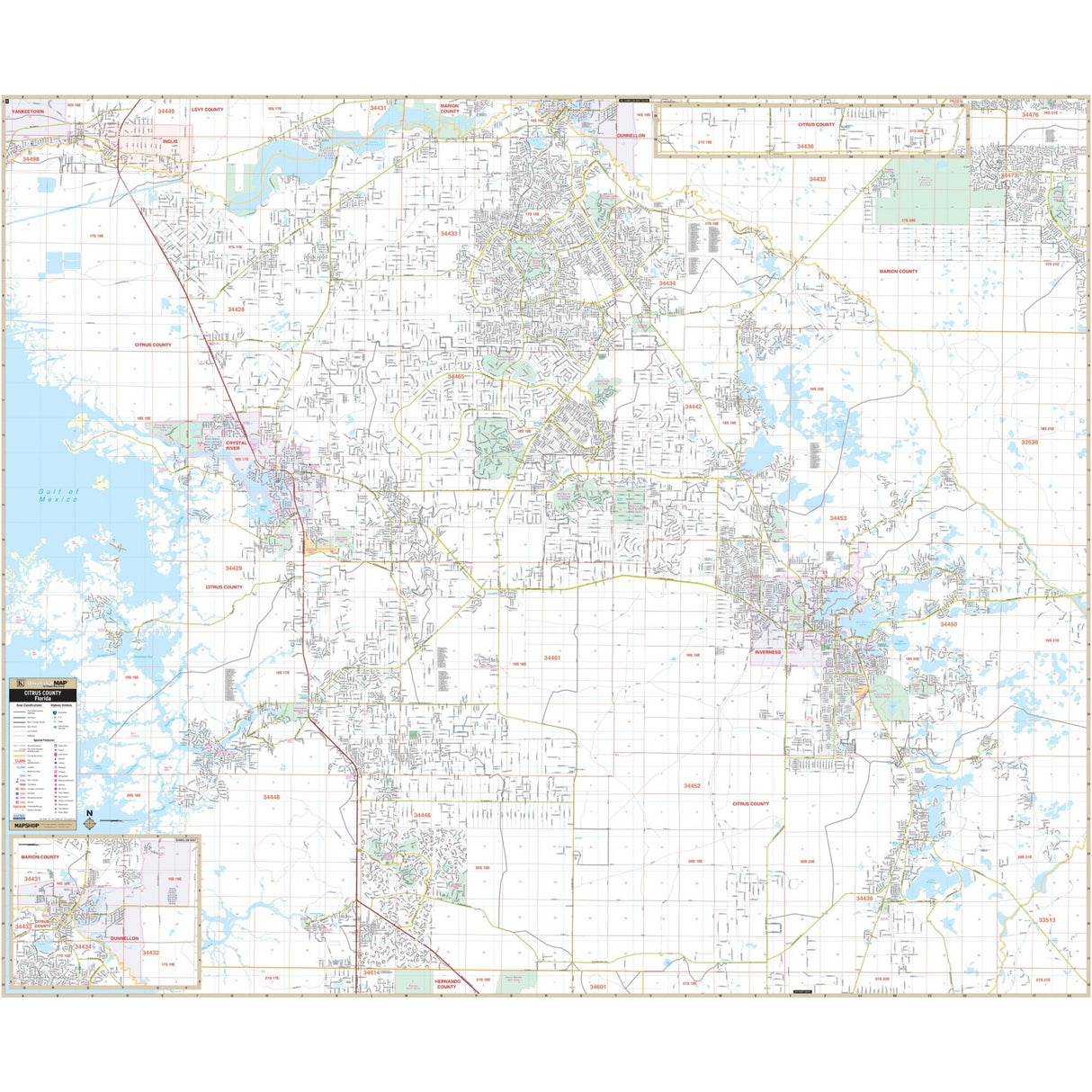 Citrus County, FL Wall Map - Ultimate Globes - POD - KA - C - FL - CITRUS - PAPER - Ultimate Globes