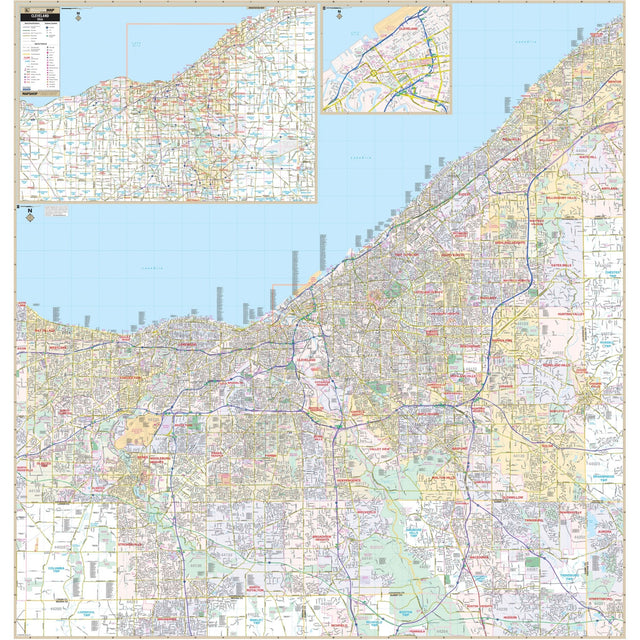 Cleveland & Cuyahoga County, OH Wall Map - Ultimate Globes - POD - KA - C - OH - CLEVELAND - PAPER - Ultimate Globes