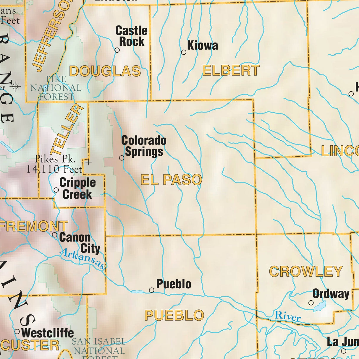 Colorado Shaded Relief State Wall Map - Ultimate Globes - POD - KA - S - CO - SHR - 38X29 - PAPER - Ultimate Globes