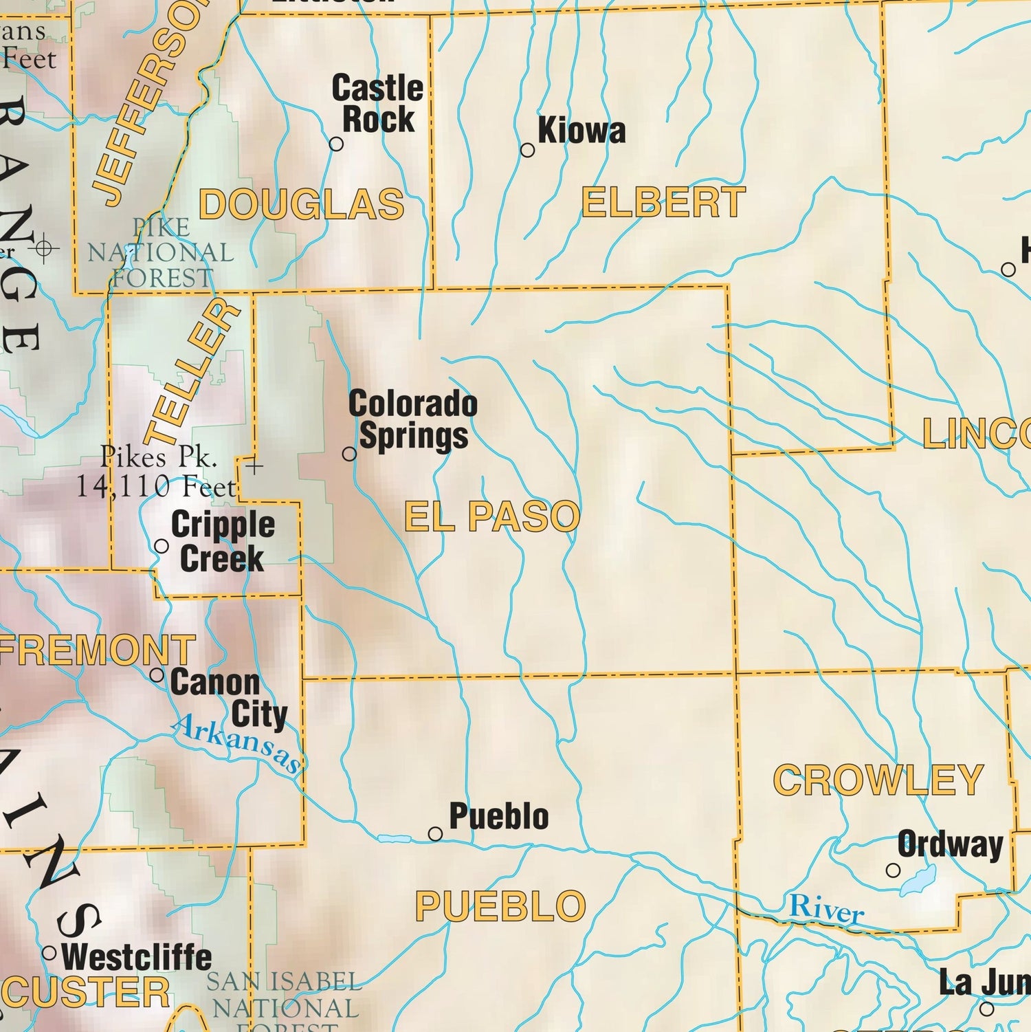 Colorado Shaded Relief State Wall Map - Ultimate Globes - POD - KA - S - CO - SHR - 38X29 - PAPER - Ultimate Globes