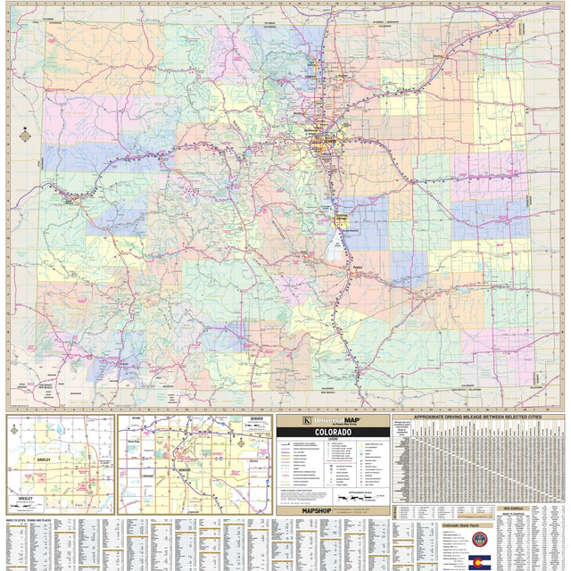 Colorado State Wall Map - Ultimate Globes - POD - KA - S - CO - WALL - PAPER - Ultimate Globes