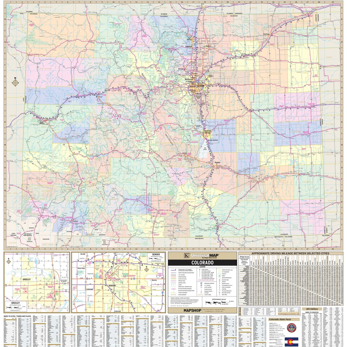 Colorado State Wall Map - Ultimate Globes - POD - KA - S - CO - WALL - PAPER - Ultimate Globes