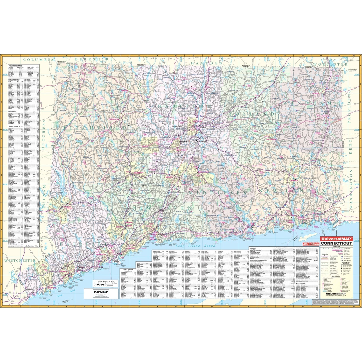 Connecticut State Wall Map - Ultimate Globes - POD - KA - S - CT - WALL - PAPER - Ultimate Globes