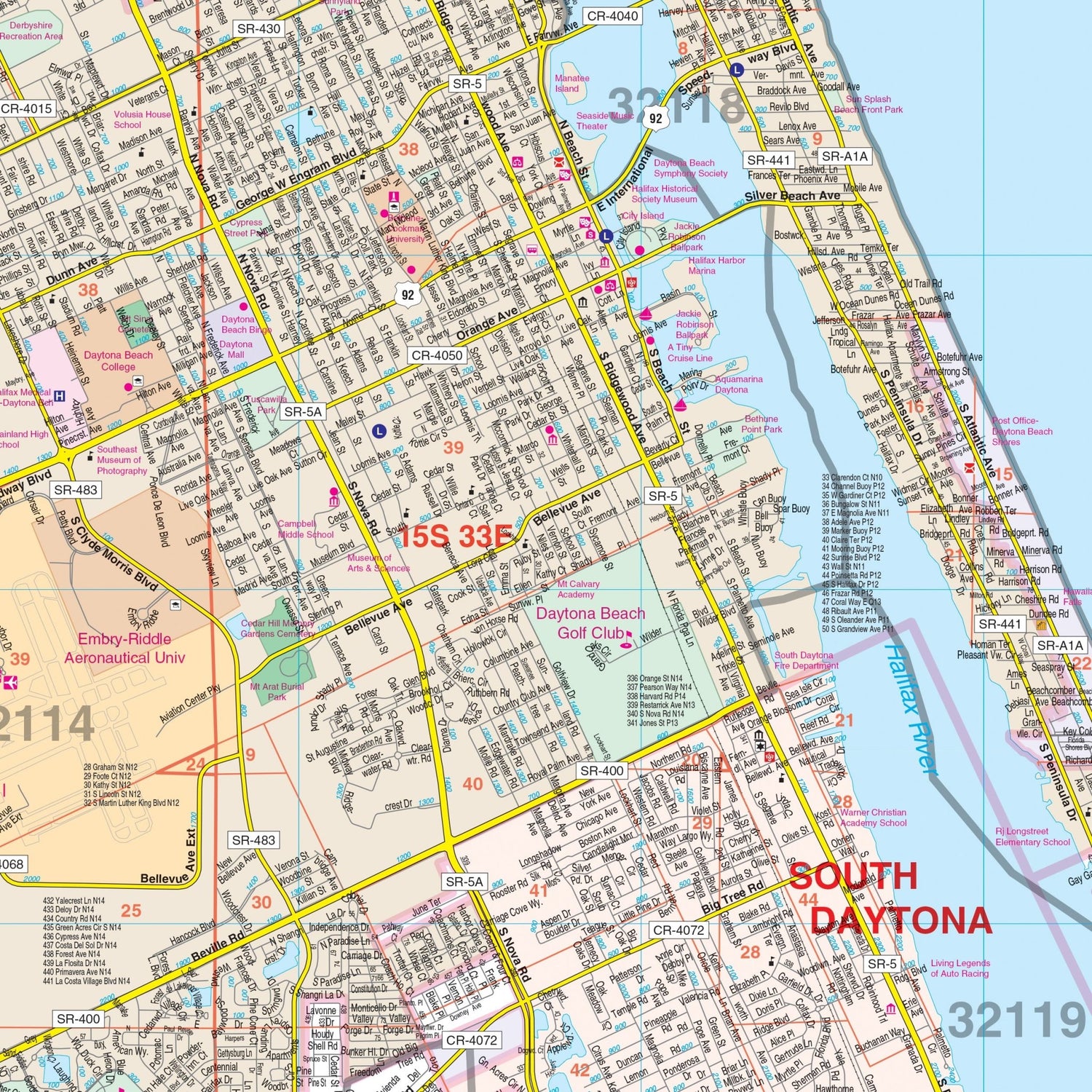 Daytona Beach, FL Wall Map - Ultimate Globes - POD - KA - C - FL - DAYTONABEACH - PAPER - Ultimate Globes