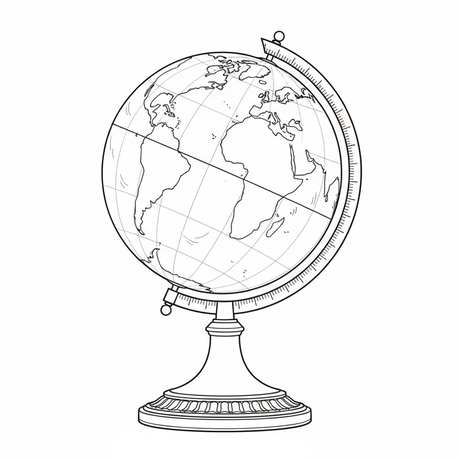 Desk Globes Collection illustrated in Black and White