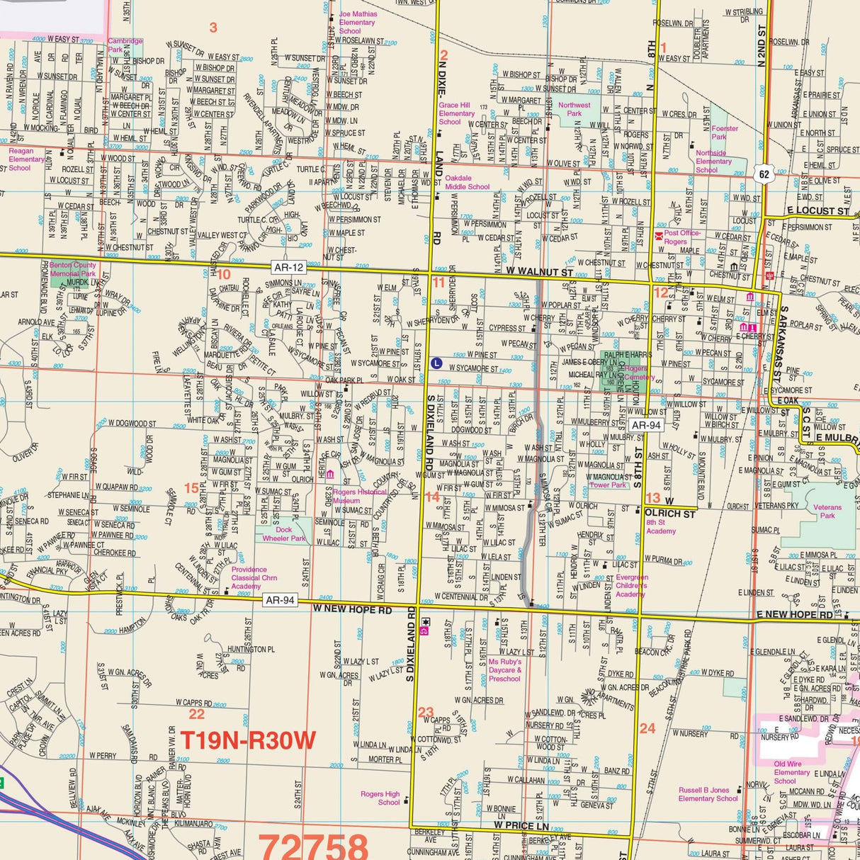 Fayetteville & Bentonville, AR Wall Map - Ultimate Globes - POD - KA - C - AR - FAYETTEVILLE - PAPER - Ultimate Globes