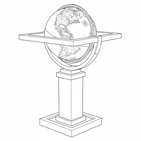 Floor Globes Collection Illustrated in Black and White