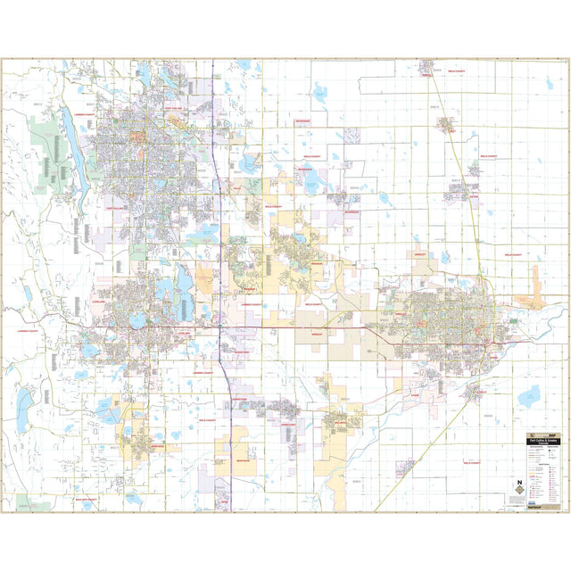 Fort Collins & Greeley, CO Wall Map - Ultimate Globes - POD - KA - C - CO - FORTCOLLINS - PAPER - Ultimate Globes