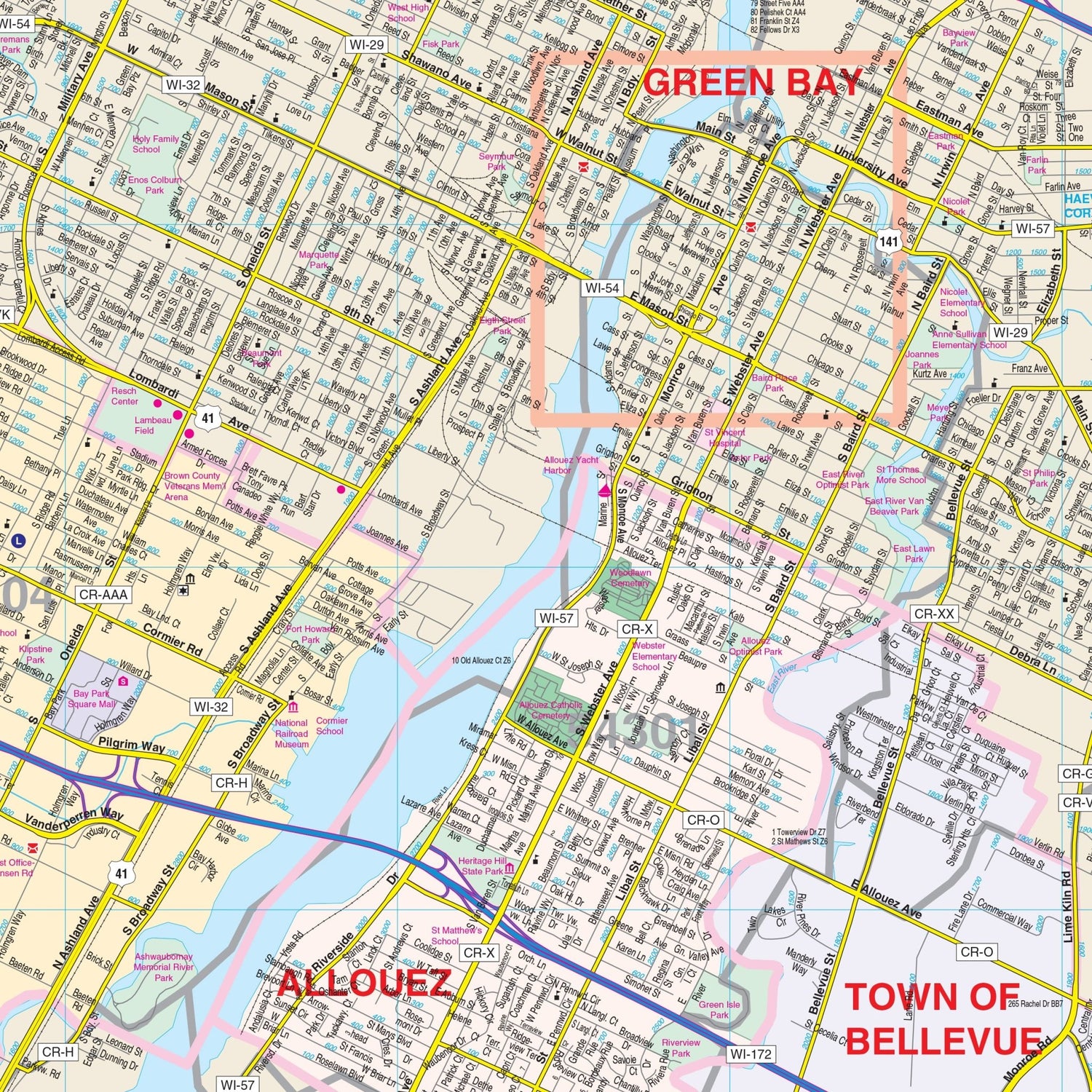 Fox Cities, WI Wall Map - Ultimate Globes - POD - KA - C - WI - FOXCITIES - PAPER - Ultimate Globes