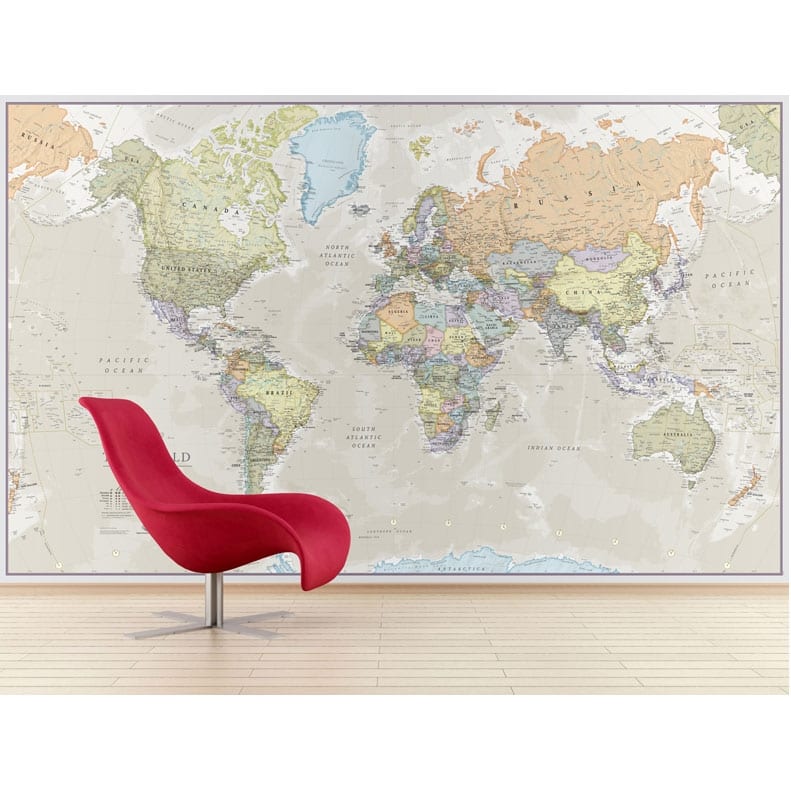 Giant World Wall Map Mural (antique) - Waypoint Geographic - WP81002 - Ultimate Globes