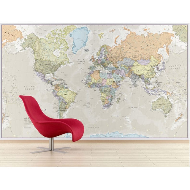Giant World Wall Map Mural (antique) - Waypoint Geographic - WP81002 - Ultimate Globes