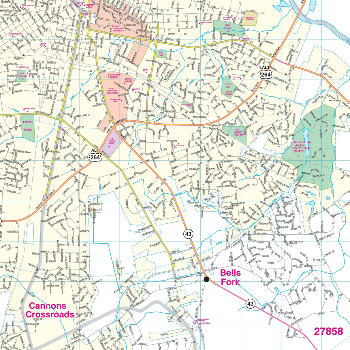 Greenville, NC Wall Map - Ultimate Globes - POD - KA - C - NC - GREENVILLE - PAPER - Ultimate Globes