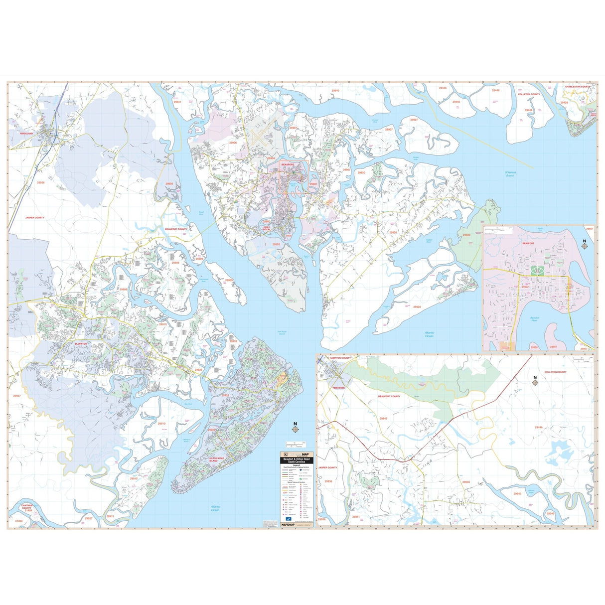 Hilton Head SC Wall Map - Ultimate Globes - POD - KA - C - SC - HILTONHEAD - PAPER - Ultimate Globes