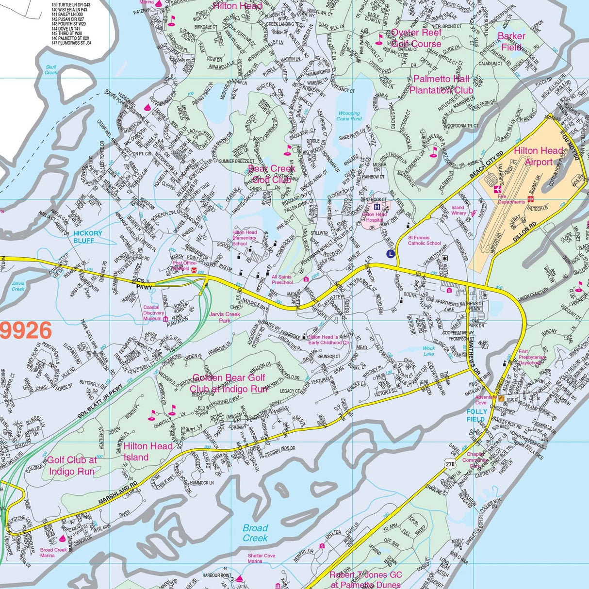 Hilton Head SC Wall Map - Ultimate Globes - POD - KA - C - SC - HILTONHEAD - PAPER - Ultimate Globes