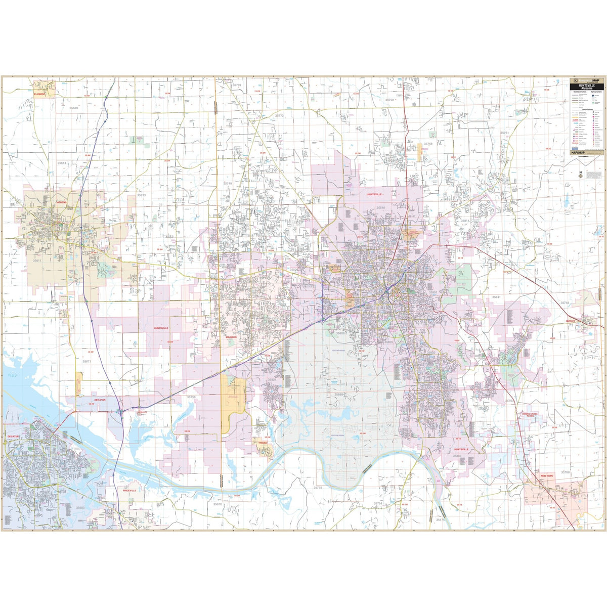 Huntsville AL Wall Map » Shop City \u0026 County Maps, image size:1200x1200