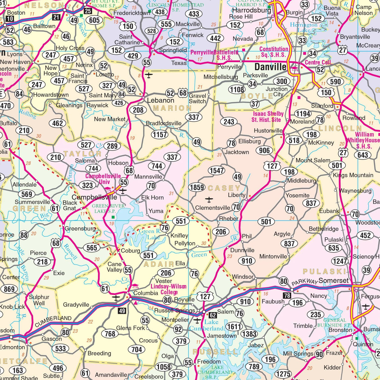 Kentucky State Wall Map - Ultimate Globes - POD - KA - S - KY - WALL - PAPER - Ultimate Globes