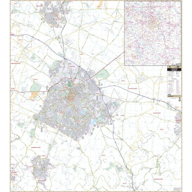 Lexington & Fayette County, KY Wall Map - Ultimate Globes - POD - KA - C - KY - LEXINGTON - PAPER - Ultimate Globes