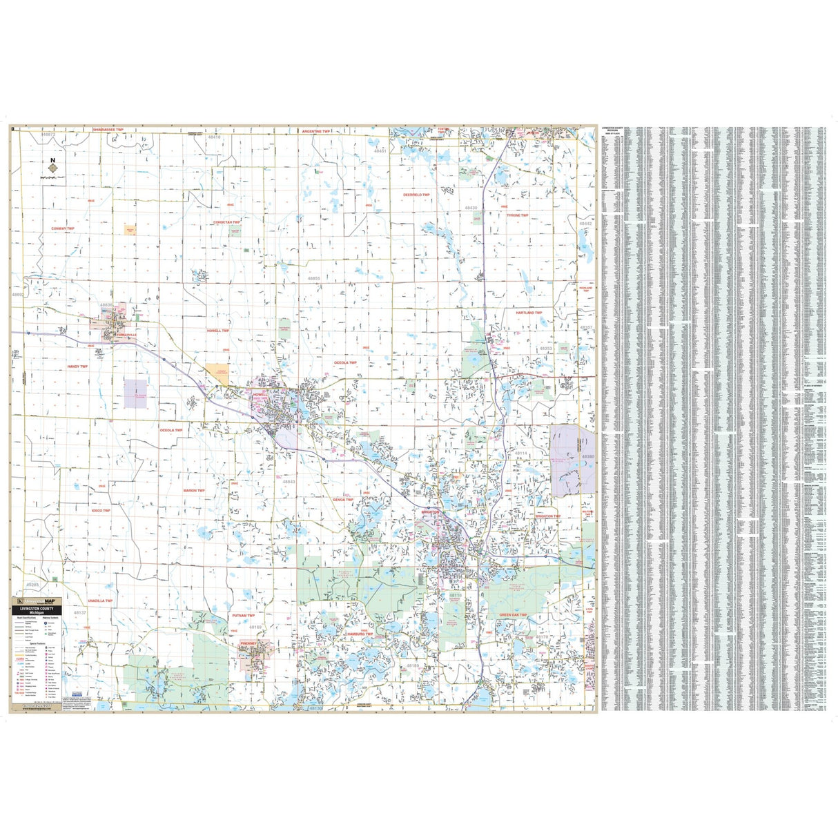 Livingston County, MI Wall Map - Ultimate Globes - POD - KA - C - MI - LIVINGSTON - PAPER - Ultimate Globes