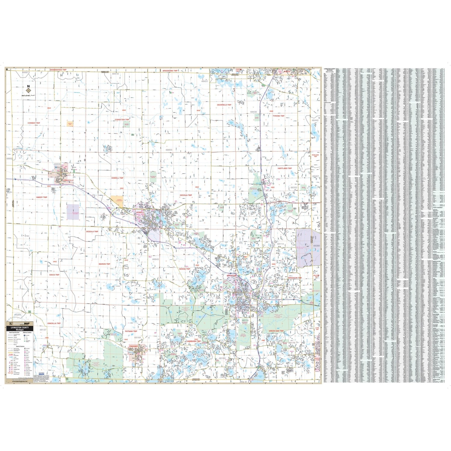 Livingston County, MI Wall Map - Ultimate Globes - POD - KA - C - MI - LIVINGSTON - PAPER - Ultimate Globes