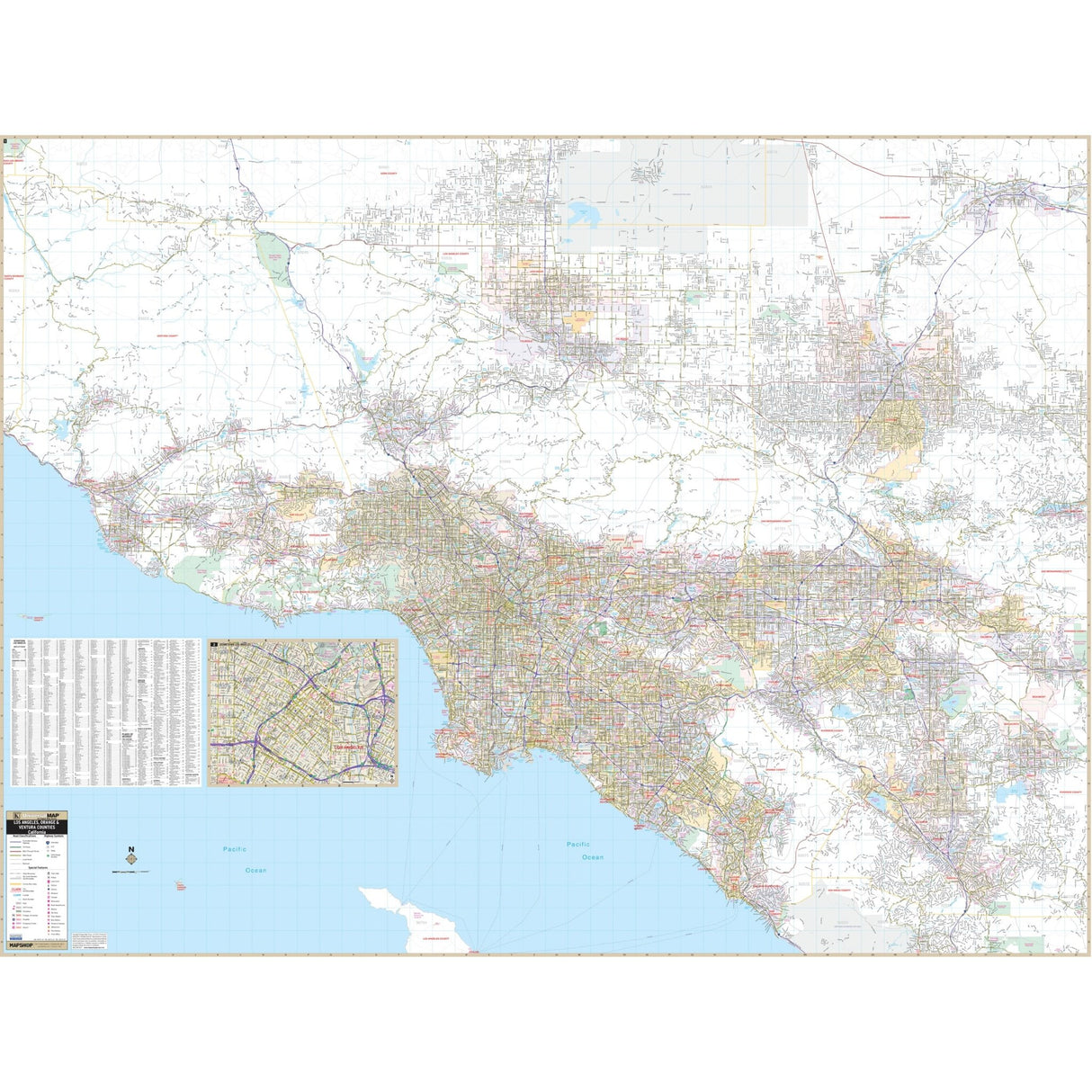 Los Angeles, Ventura & Orange Counties Wall Map - Ultimate Globes - POD Ultimate Globes