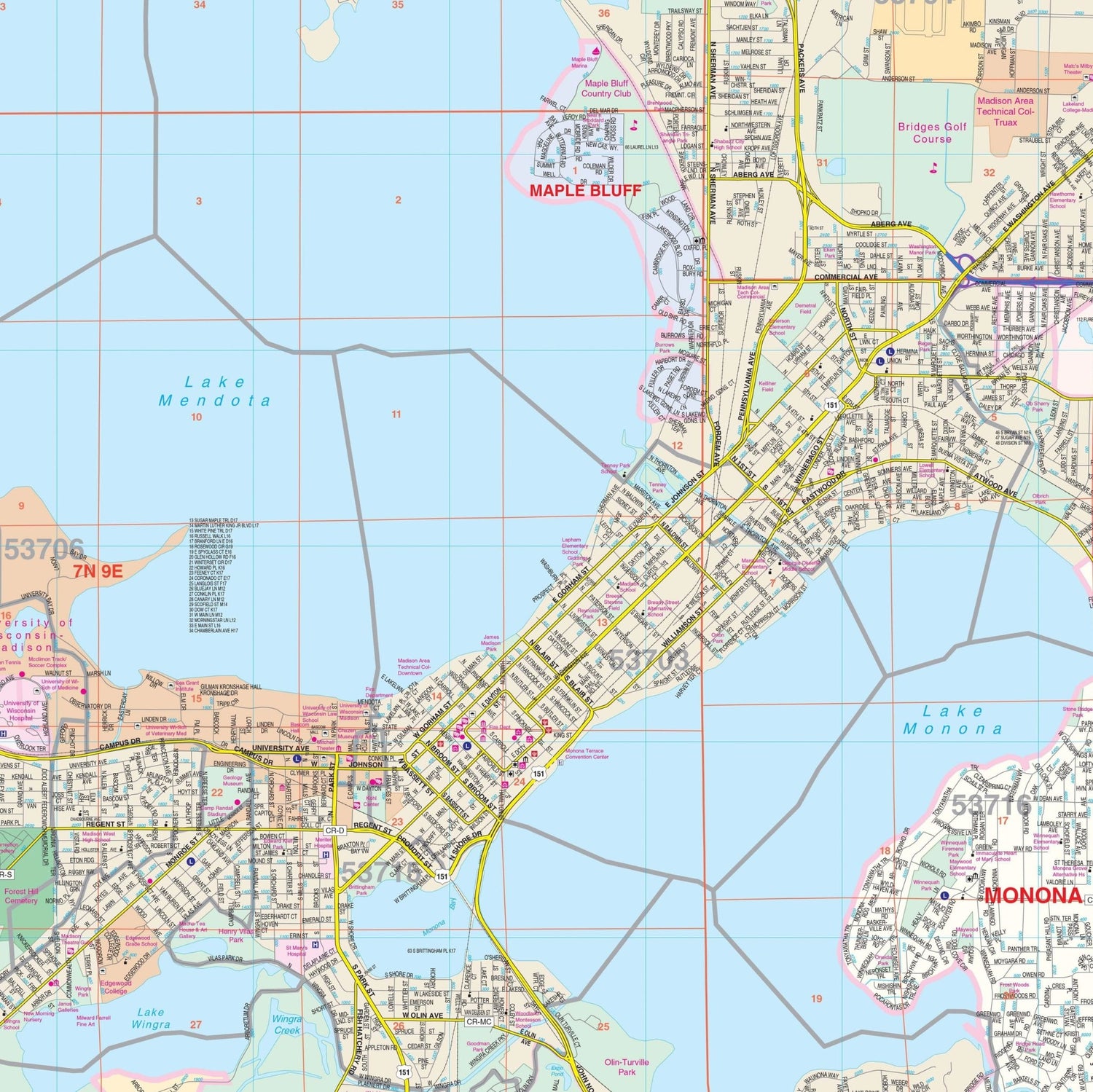 Madison, WI Wall Map - Ultimate Globes - POD - KA - C - WI - MADISON - PAPER - Ultimate Globes