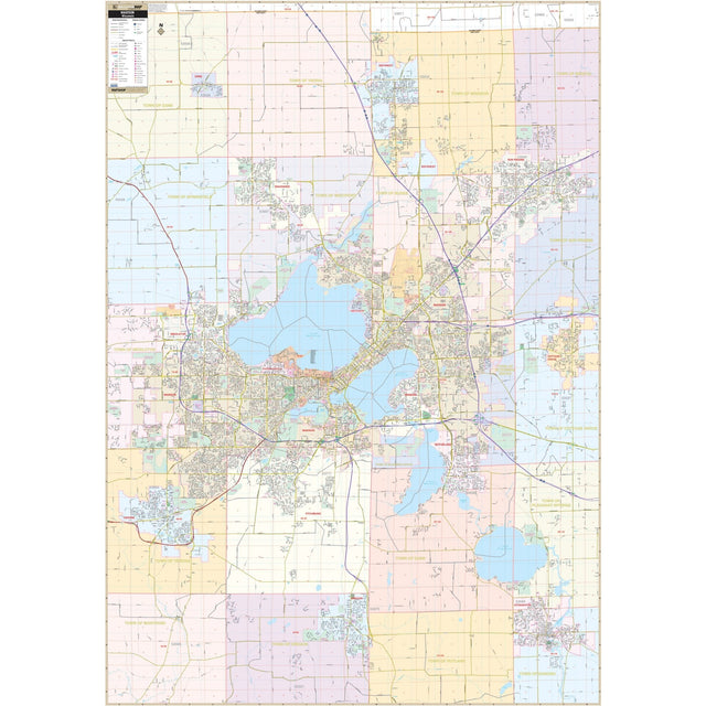 Madison, WI Wall Map - Ultimate Globes - POD - KA - C - WI - MADISON - PAPER - Ultimate Globes