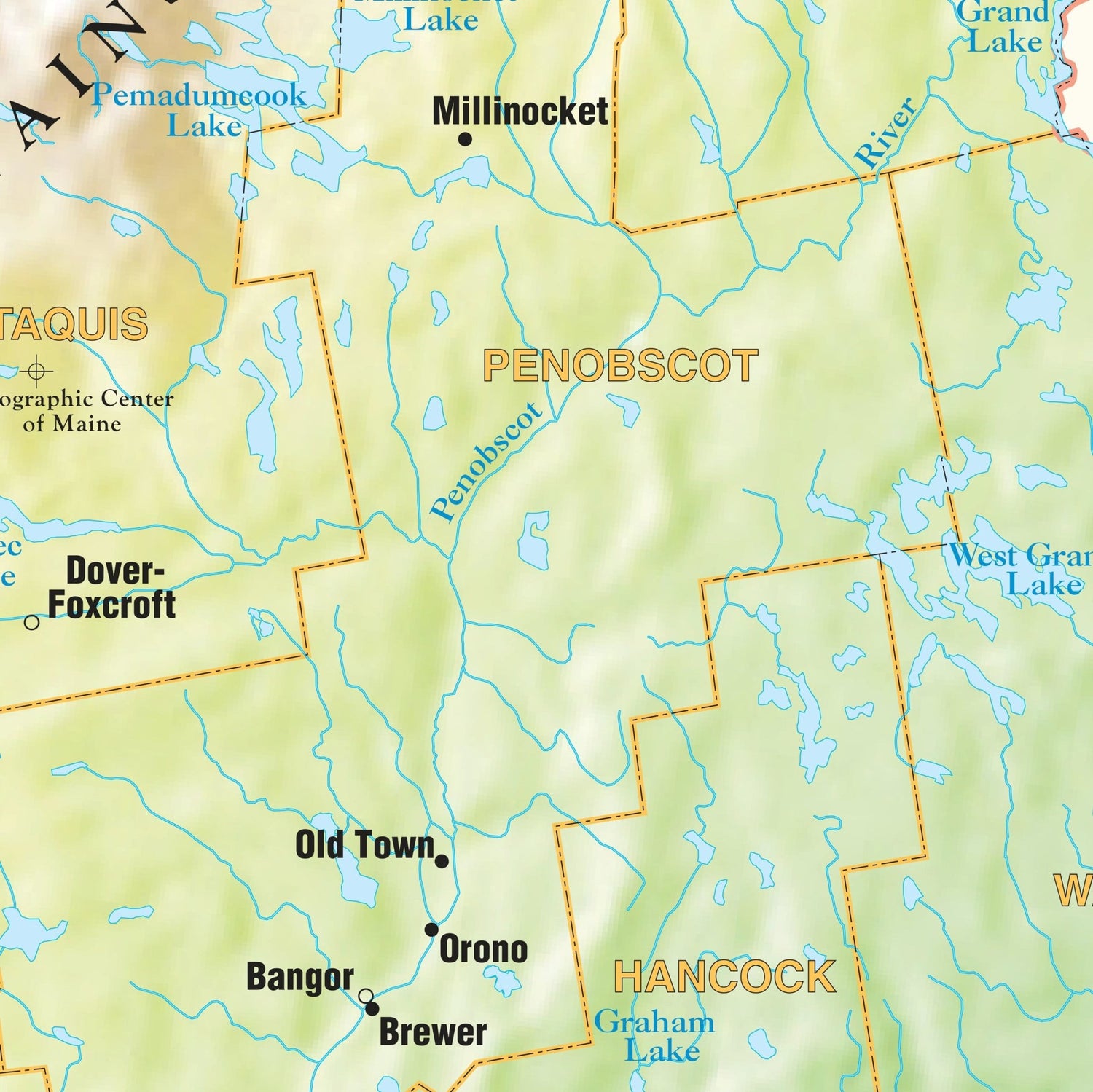 Maine Shaded Relief State Wall Map - Ultimate Globes - POD - KA - S - ME - SHR - 29X38 - PAPER - Ultimate Globes