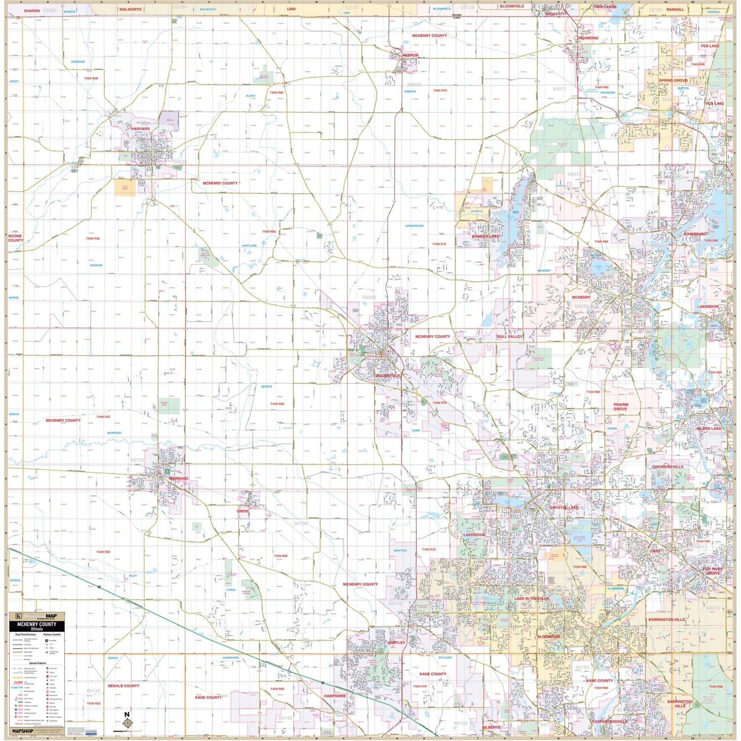 McHenry County, IL Wall Map - Ultimate Globes - POD - KA - C - IL - MCHENRY - PAPER - Ultimate Globes