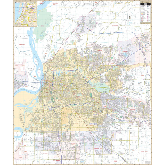 Memphis & Shelby County, TN Wall Map - Ultimate Globes - POD - KA - C - TN - MEMPHIS - PAPER - Ultimate Globes