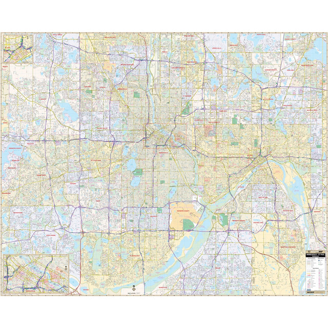 Minneapolis & St Paul, MN Wall Map - Ultimate Globes - POD - KA - C - MN - TWINCITIES - PAPER - Ultimate Globes